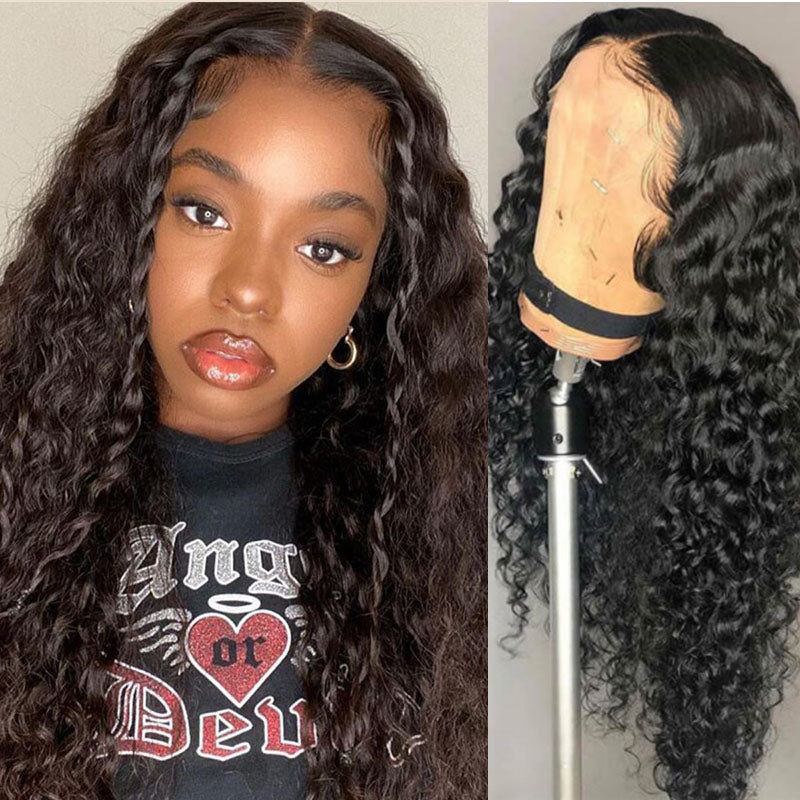 Wesface Water Wave 13x6 Lace Front Wig Peruca de cabelo humano preto natural