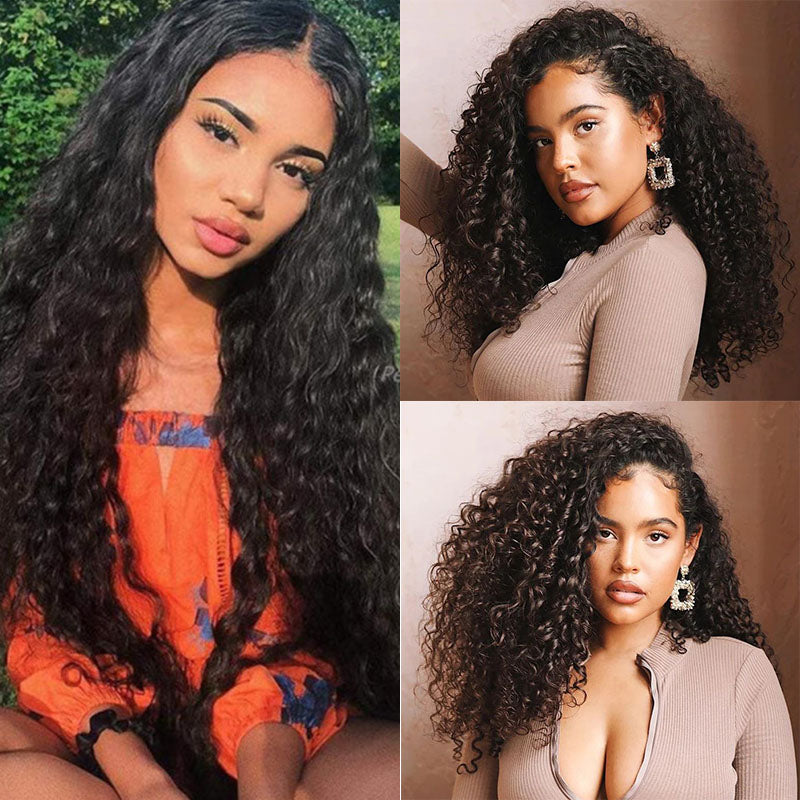 Wesface Water Wave 13x6 Lace Front Wig Natural Black Human Hair Wig