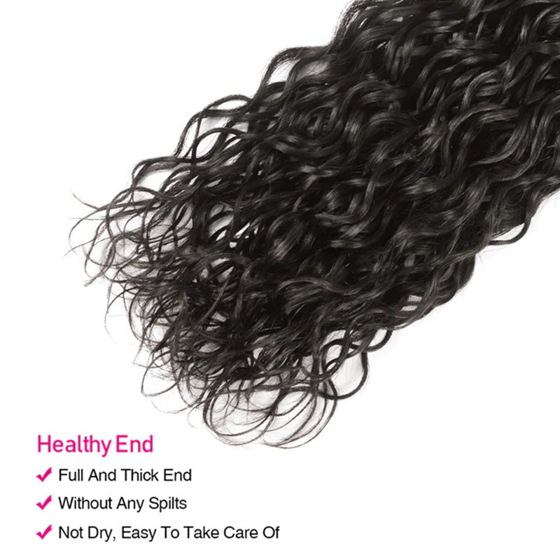 Wesface Water Wave 4 Bundles Hair Weft With 13x4 Lace Frontal Human Hair