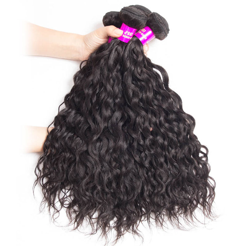 Wesface Water Wave 4 Bundles Human Hair Natural Black