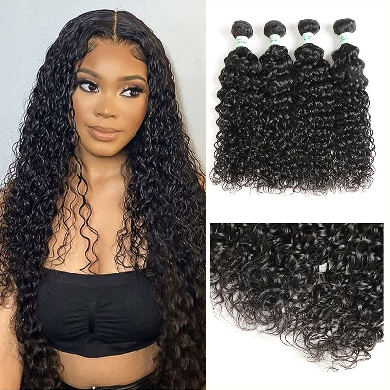 Wesface Water Wave 4 Bundles Human Hair Natural Black