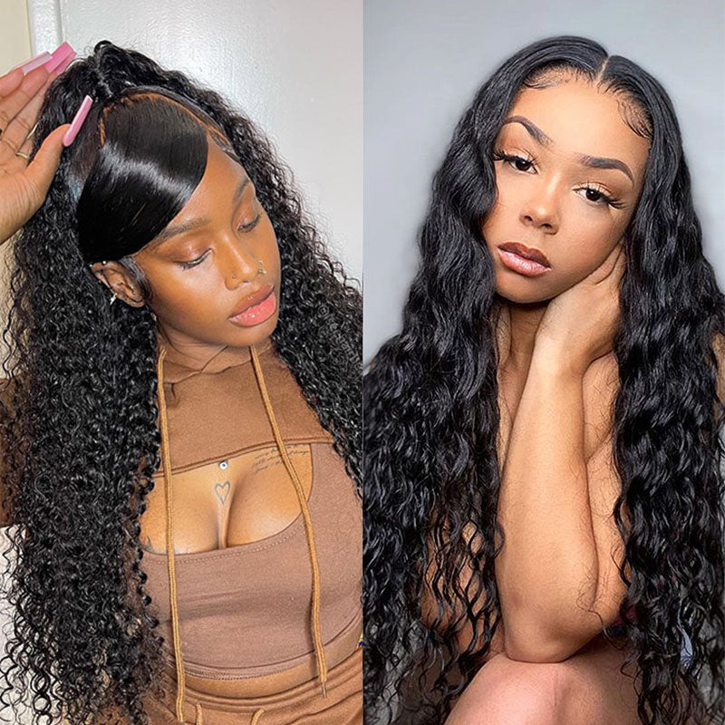 Wesface Water Wave 4x4 Lace Closure Wig Natural Black Human Hair Wig