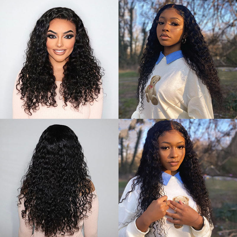 Wesface Water Wave 5x5 Lace Closure Wig Natural Black Human Hair Wig