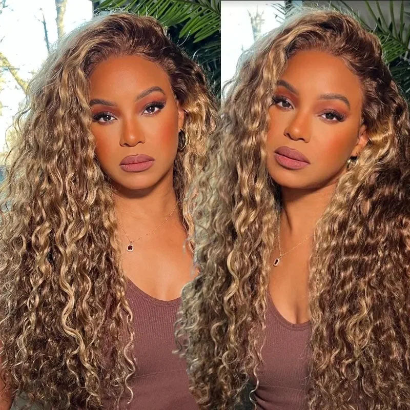 Wesface Water Wave P4/27 Highlight Color 13x4 Lace Front Wig Human Hair Wig