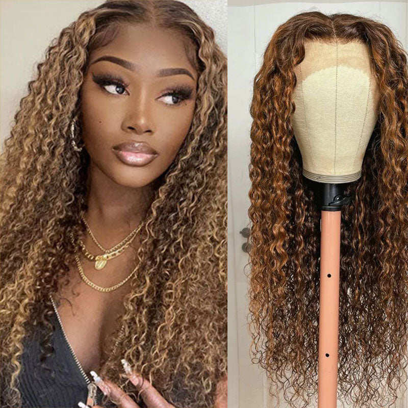 Wesface Water Wave P4/27 Highlight Color 13x4 Lace Front Wig Human Hair Wig