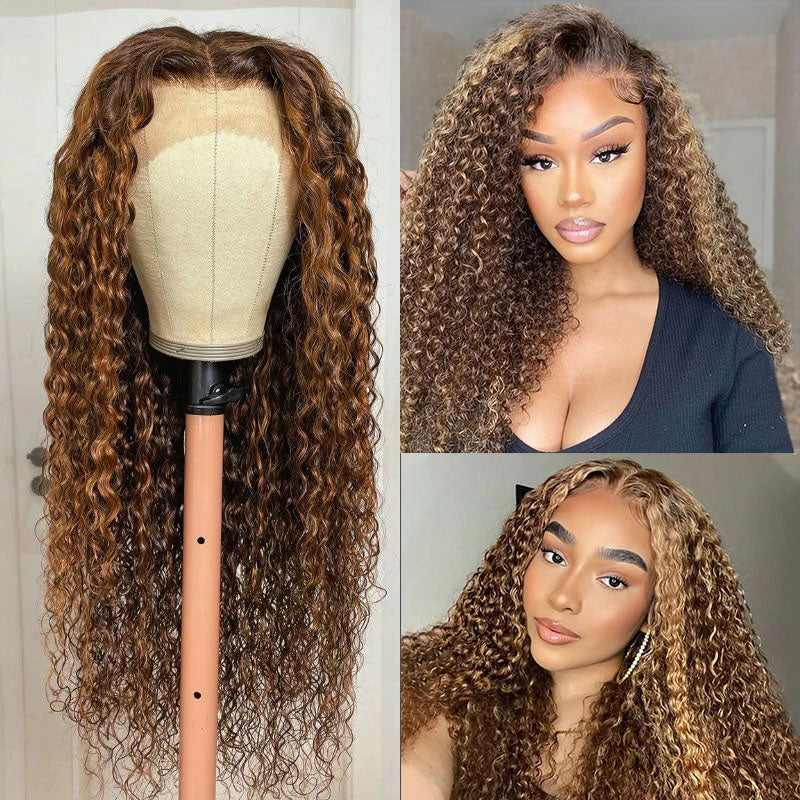 Wesface Water Wave P4/27 Highlight Color 13x4 Lace Front Wig Human Hair Wig