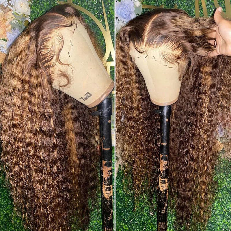 Wesface Highlight Water Wave P4/27 Color 13x6 Lace Front Human Hair Wig