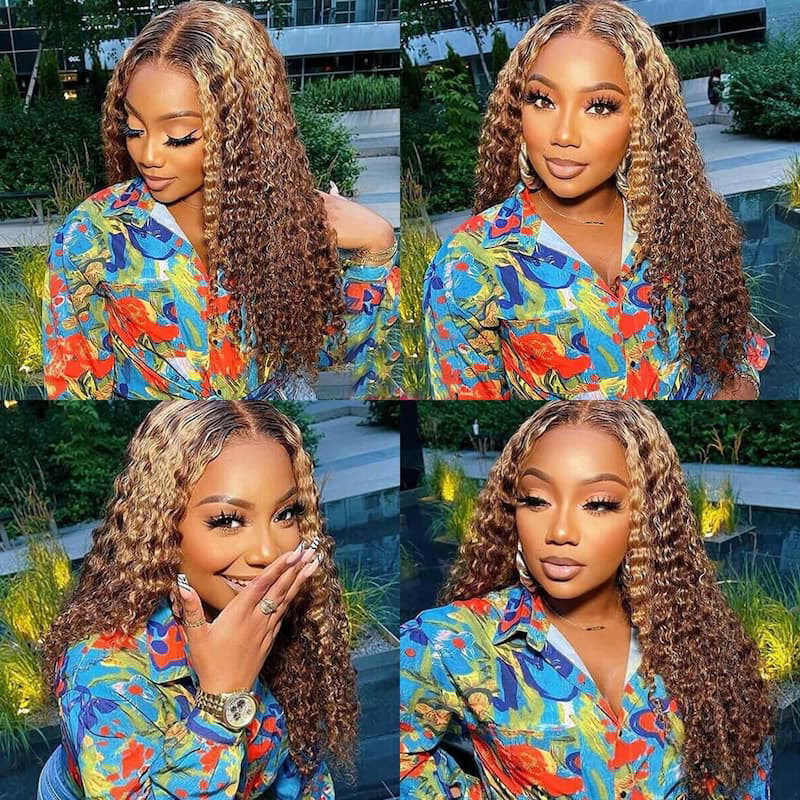 Wesface Highlight Water Wave P4/27 Color 13x6 Lace Front Human Hair Wig