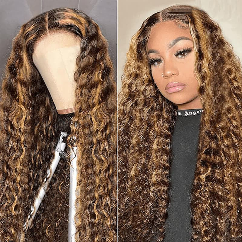 Wesface Highlight Water Wave P4/27 Color 13x6 Lace Front Human Hair Wig