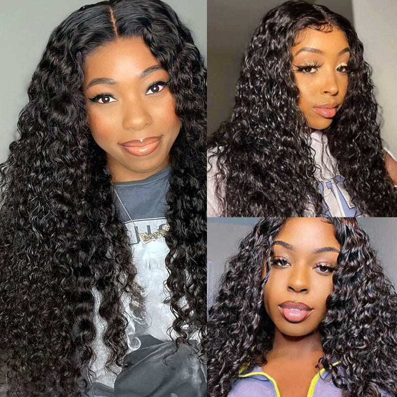 Wesface Water Wave U Part Wig 16-30 Inches Natural Black Human Hair Wig