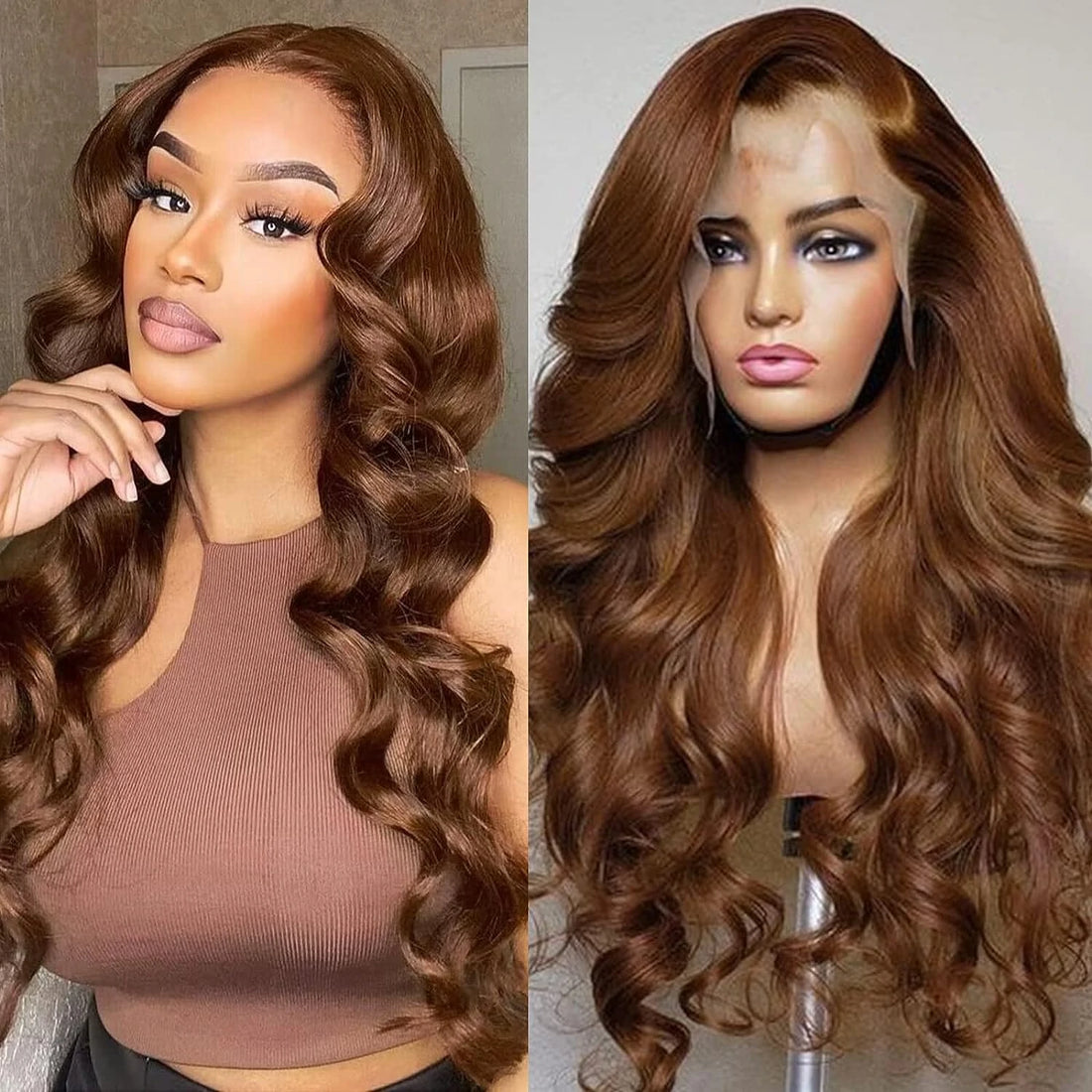 Wesface Wigs Chocolate Brown Lace Front Wig Human Hair Auburn 13X4 Body Wave Lace Front Wig Human Hair Colored Hd Transparent Glueless Wigs Pre Plucked