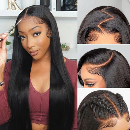 Wesface Straight 13x6 Lace Front Wig Natural Black Human Hair Wig