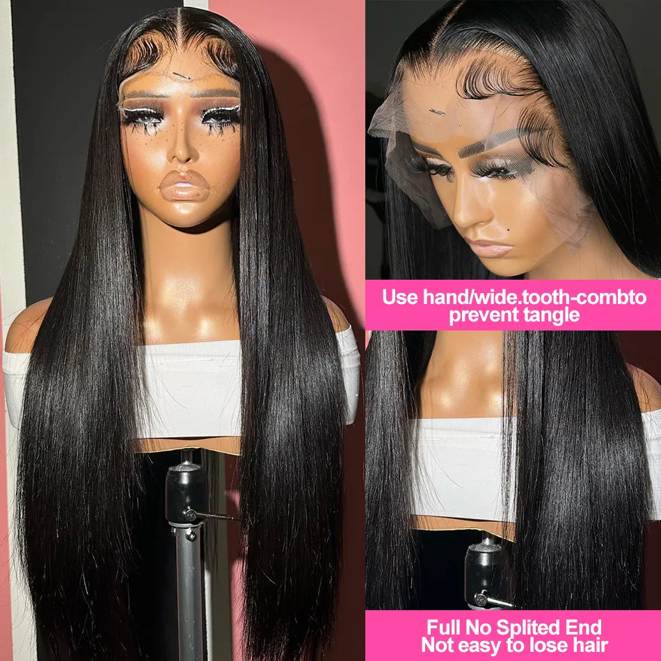 Wesface Straight 13x6 Lace Front Wig Natural Black Human Hair Wig