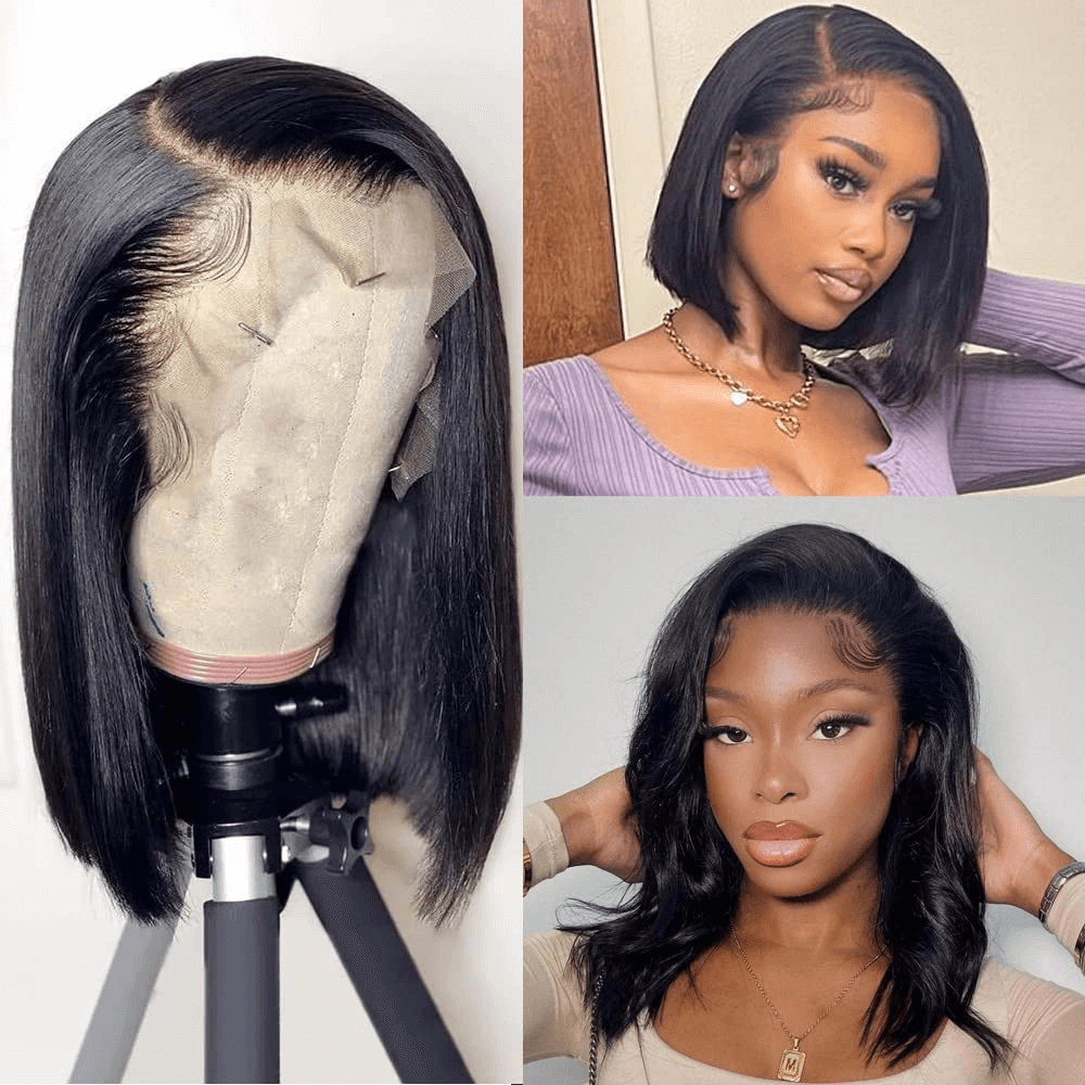 Wesface Wigs 13X4 Bob Wig Human Hair Straight Lace Front Wigs Human Hair Wigs for Black Women Short Bob Wigs bob human wigs Pre Plucked Natural Black Glueless bob Wig