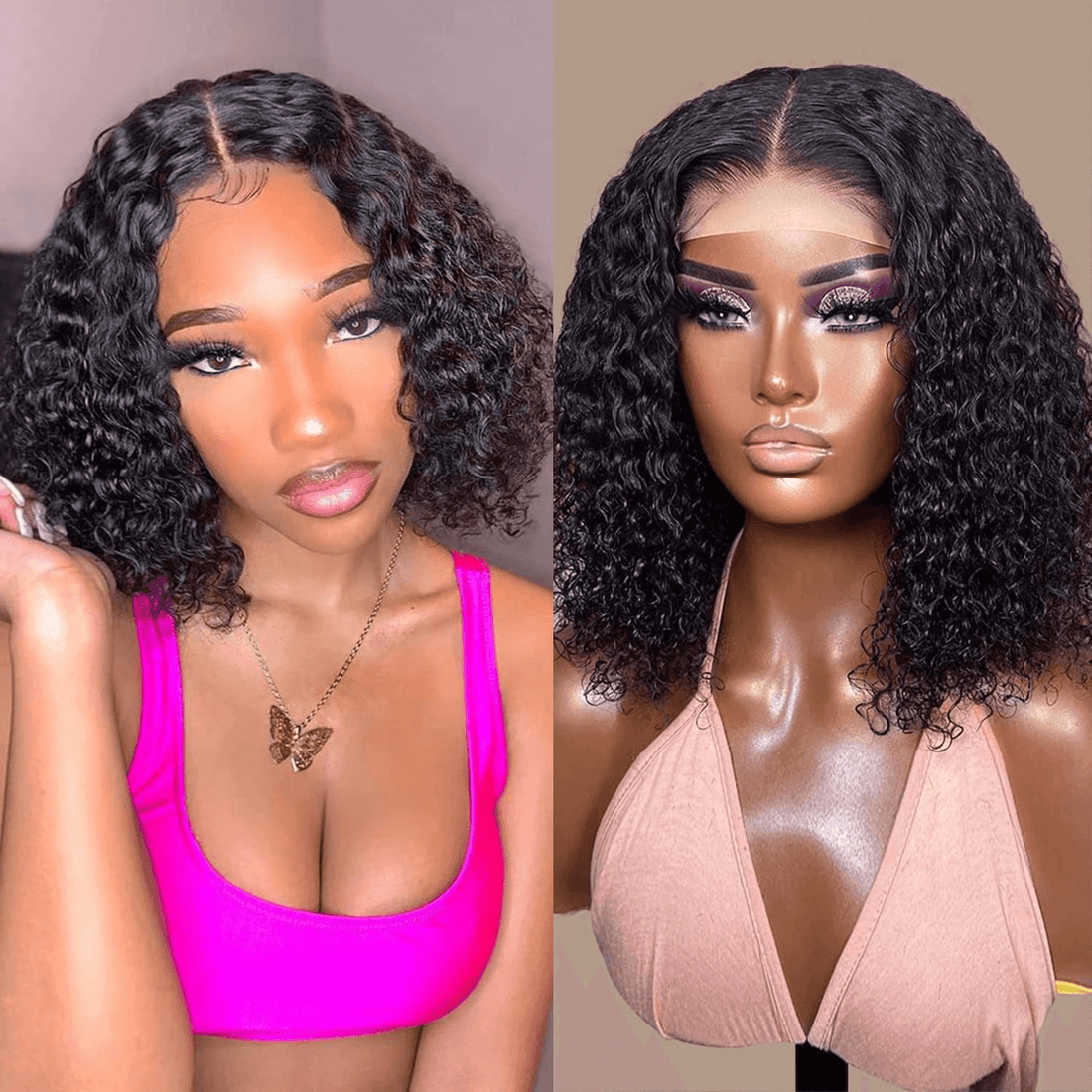 Wesface Wigs Glueless Curly Wigs Human Hair Pre Plucked Curly BOB Wig Human Hair 4x4 Lace Closure Wigs Human Hair Wigs for Black Women