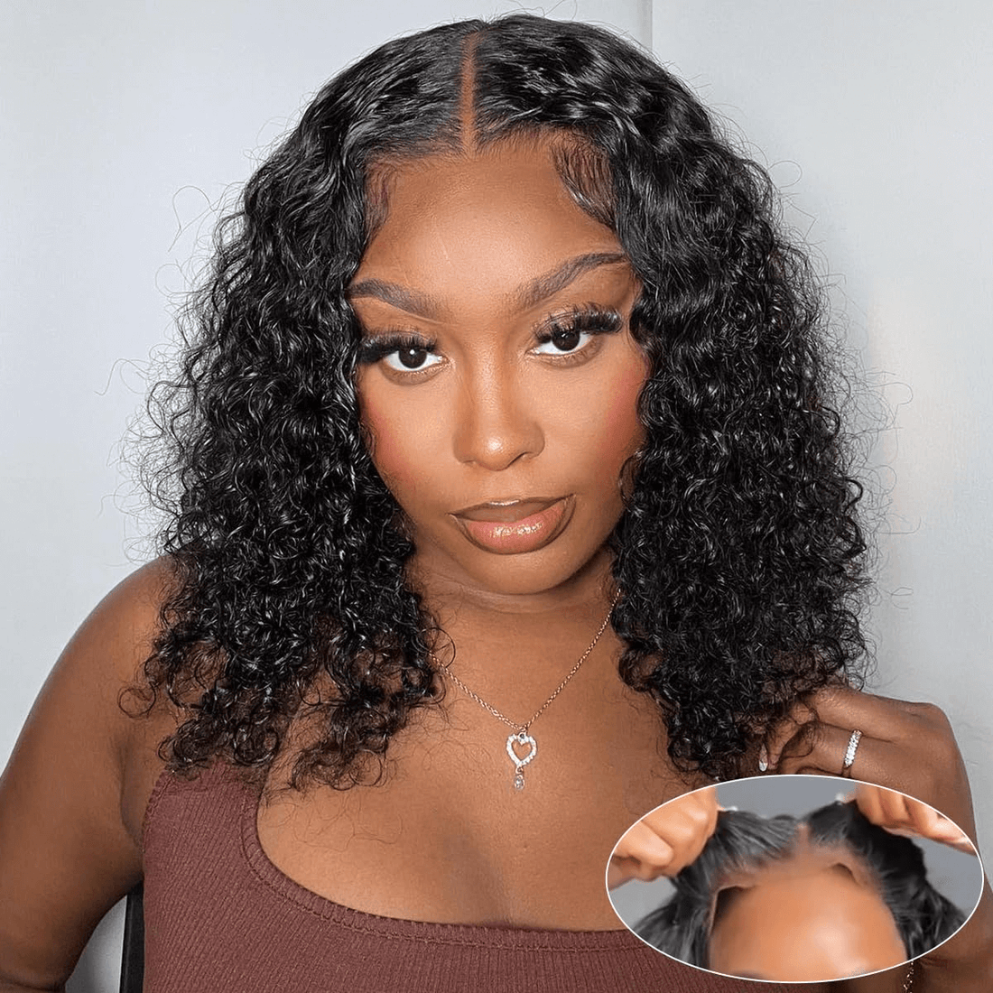 Wesface Wigs Wear and Go Glueless Bob Wigs Human Hair Pre Plucked Pre Cut 4x4 HD Lace Closure Curly Wigs for Black Women Deep Wave Lace Closure Glueless Wigs Human Hair