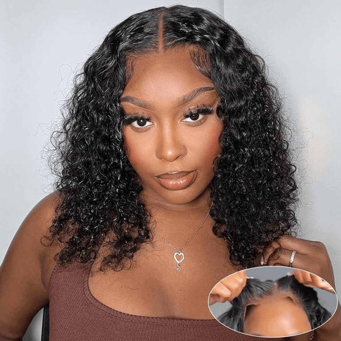 Wesface Wigs Wear and Go Glueless Bob Curly Wigs Human Hair 4x4 Pre-Cut Lace Pre Plucked Glueless Human Hair Wigs