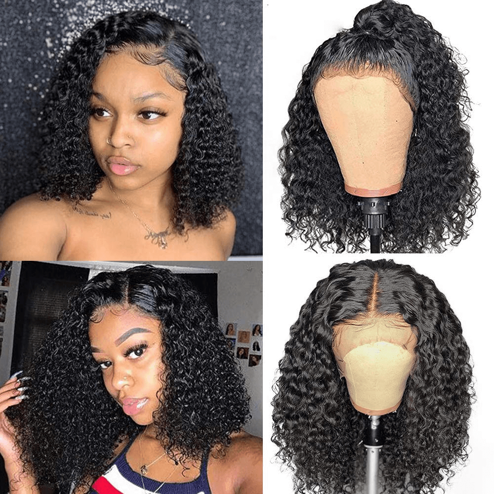 Wesface Curly Full Lace Front Wig Human Hair Bob Wig Human Hair Full Lace Frontal Wig Curly Bob Wigs For Black Women Glueless Deep Curly Bob Wig Human Hair Pre Plucked