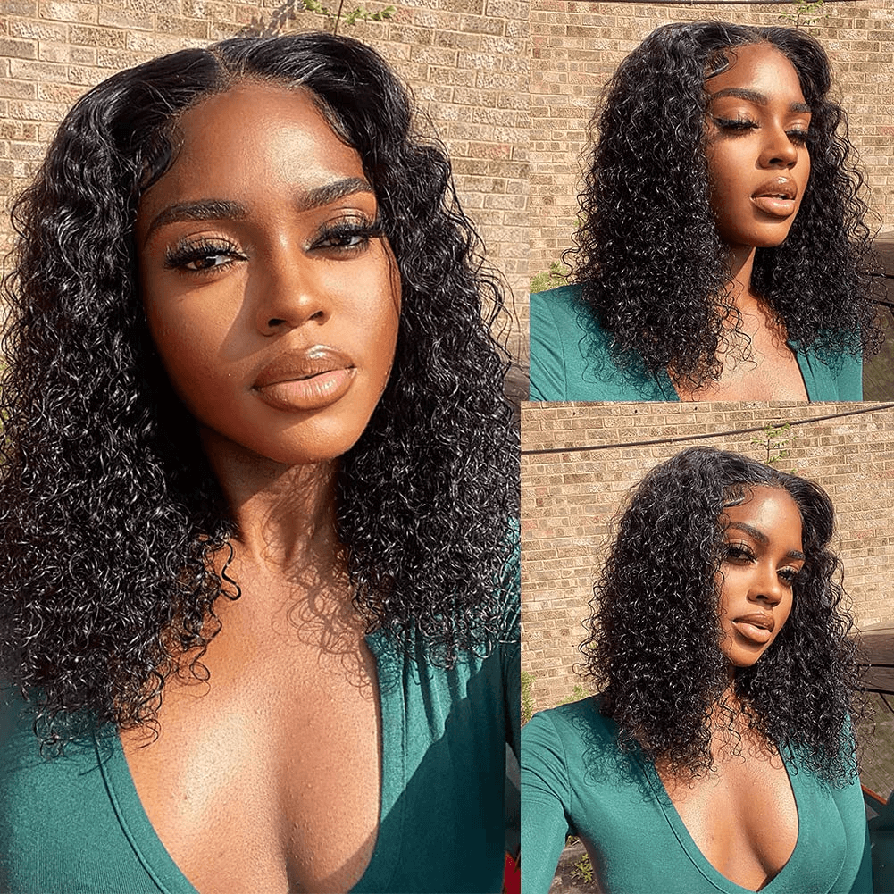 Wesface Wigs Bob Wig Human Hair 13x4 Deep Curly Lace Front Wigs Human Hair for Black Women Glueless Wigs Pre Plucked With Baby Hair 180% Density Short Deep Curly Frontal Bob Wigs Natural Hairline