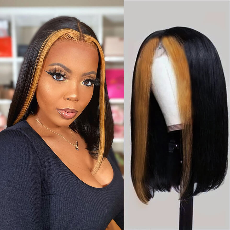 Wesface Wigs Faceframing Highlight Bob Wig 13x4 Transparent Lace Bob W