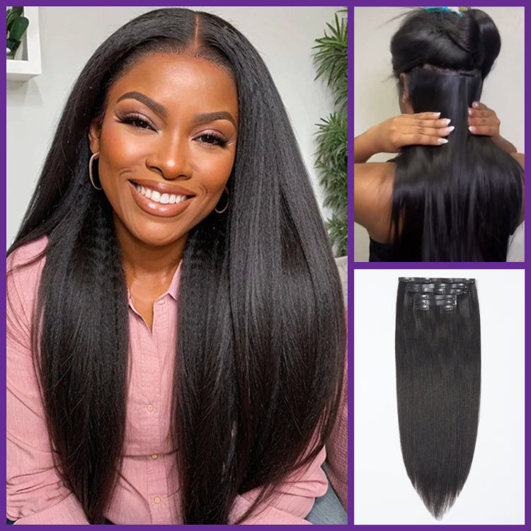 2 Packs Full &amp; Thick Straight / Body Wave / Kinky Curly / Yaki Straight / Kinky Straight Clip in Hair Extensions Real Human Hair Pieces 270g