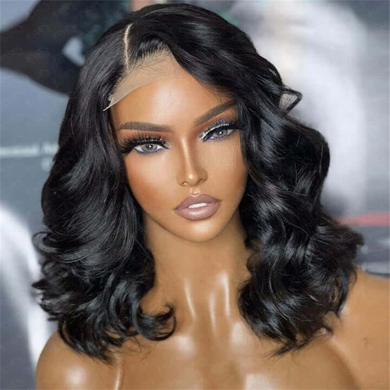 Flash Sale Wesface Body Wave 13x4 Lace Front Bob 180% Density Wig Natural Black Human Hair Wig