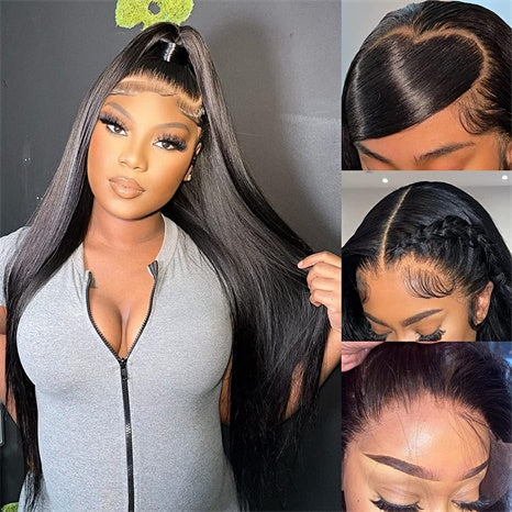 Flash Sale Wesface Real Human Hair Lace Front Wig Straight 13x4 Glueless Undetectable Lace Frontal Wig