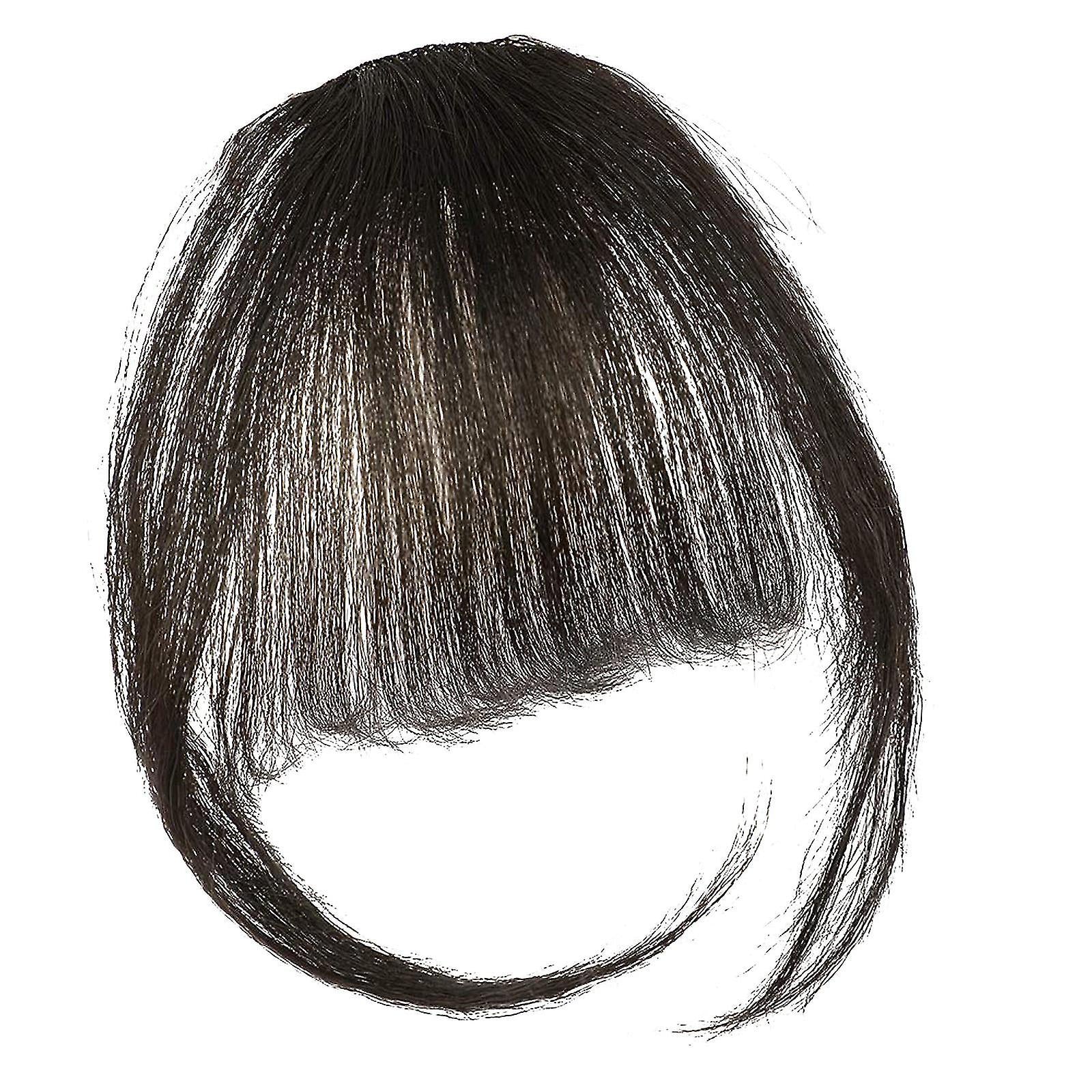 100% Real Human Hair Topper Toupee French Bangs Clip Hairpiece Wigs For Women