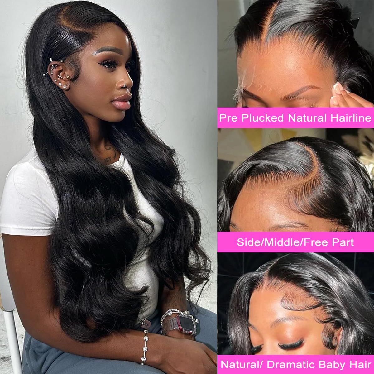 26 Inch Human Hair Wigs Body Wave Lace Front Wigs Pre Plucked Black Wig Human Hair 13x4 Glueless 180% Density Lace Frontal Wigs Body Wave Wig for Black Woman