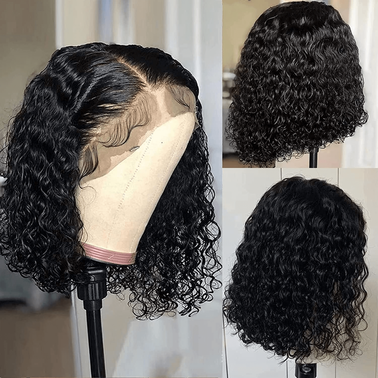 Wesface Curly Full Lace Front Wig Human Hair Bob Wig Human Hair Full Lace Frontal Wig Curly Bob Wigs For Black Women Glueless Deep Curly Bob Wig Human Hair Pre Plucked