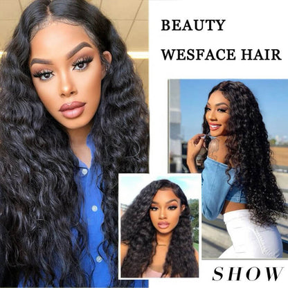 Wesface Deep Wave 4 Bundles Hair Weft With 13x4 Lace Frontal Human Hair