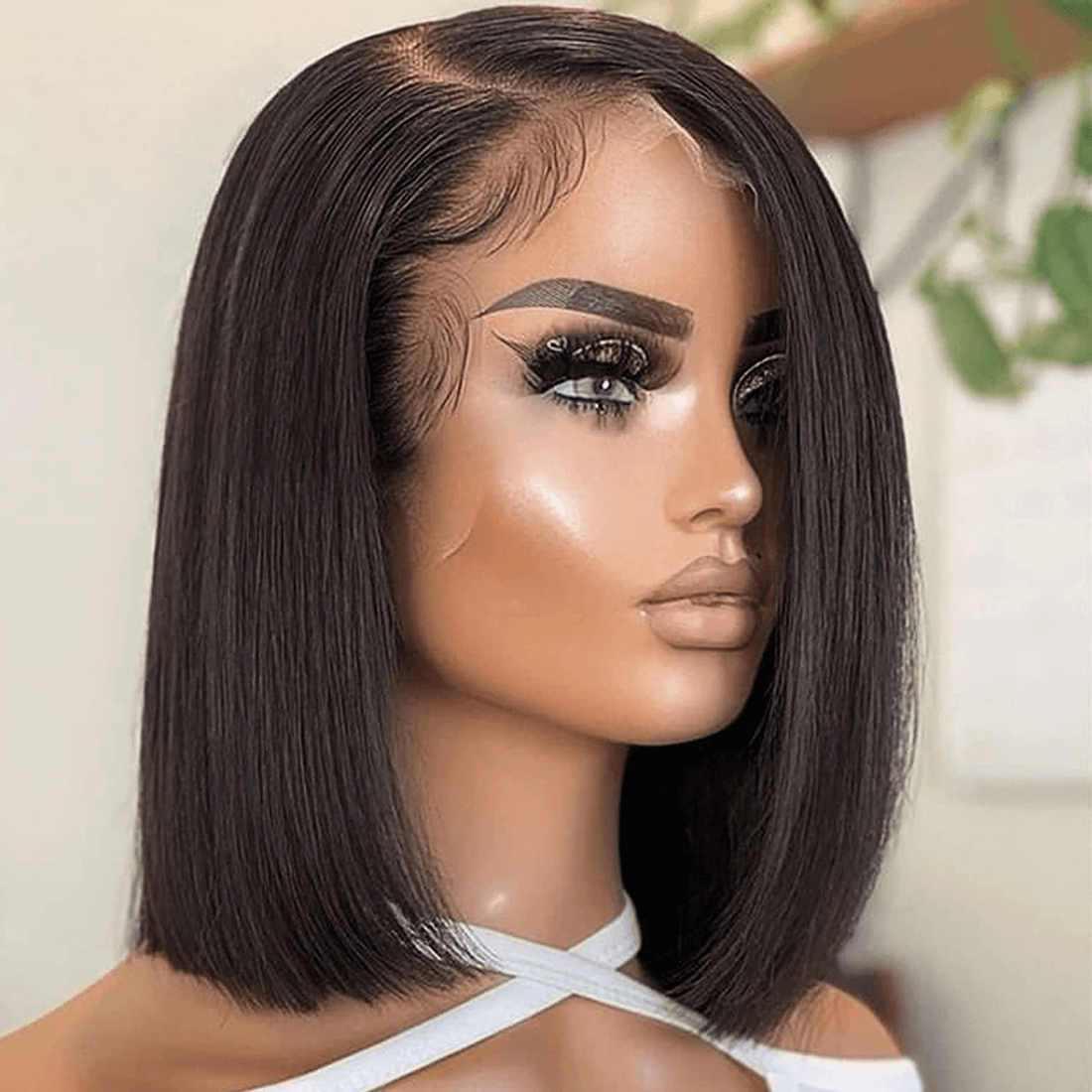 Wesface Straight Full Lace Bob Wig Pre-plucked Clean Hairline Bleached Knots Short Straight Bob Wig