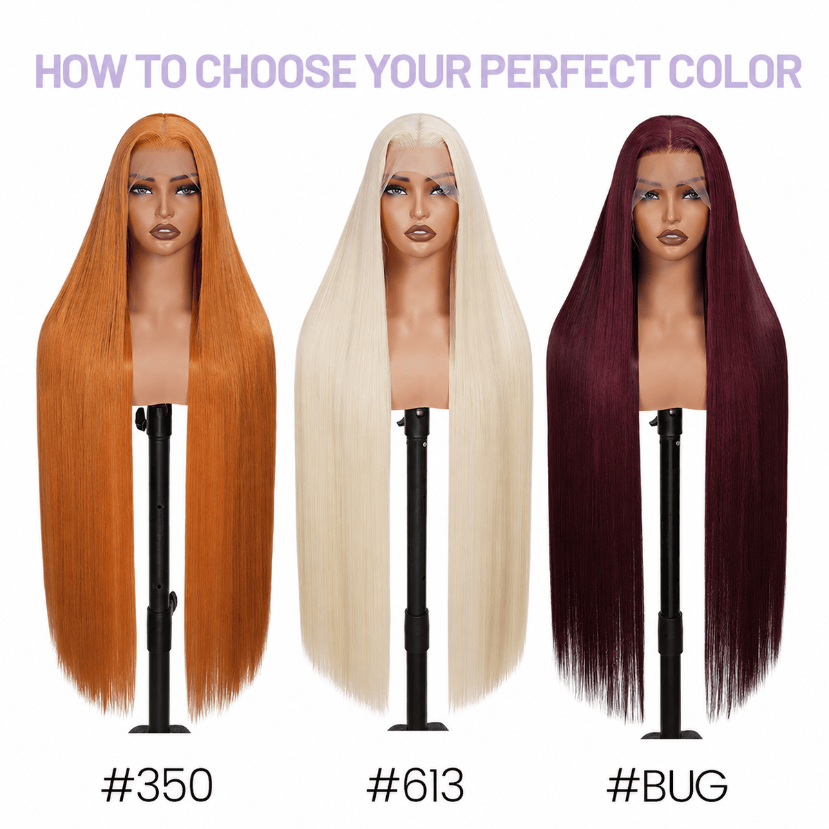 Wigaga Glueless 13x4 HD Lace Front Wig, 36 Inch Long Straight Synthetic Wig for Women, Middle Part Lace Wigs with Pre-Plucked Natural Hairline and Baby Hair, 200% Density Soft Lightweight Heat Resistant Fiber