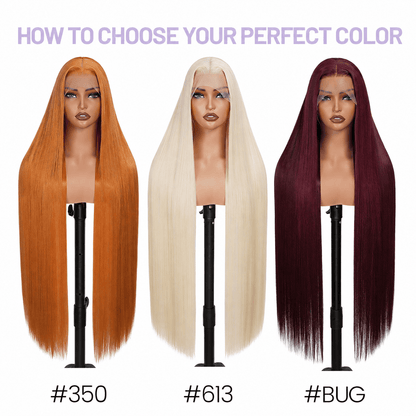 Wigaga Glueless 13x4 HD Lace Front Wig, 36 Inch Long Straight Synthetic Wig for Women, Middle Part Lace Wigs with Pre-Plucked Natural Hairline and Baby Hair, 200% Density Soft Lightweight Heat Resistant Fiber