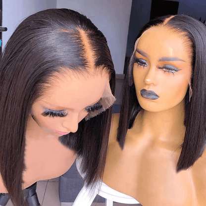 Wesface Straight Full Lace Bob Wig Pre-plucked Clean Hairline Bleached Knots Short Straight Bob Wig
