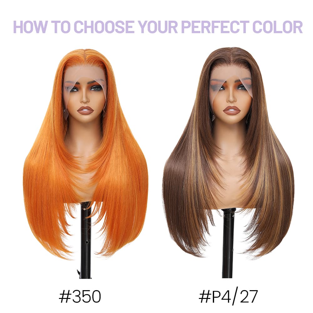 Synthetic Lace Front Wig 13x4 HD Lace Layered Hairstyle Pre Plucked Hairline Straight Long Black Glueless Wigs for Black Women 26 Inch Beginner Friendly