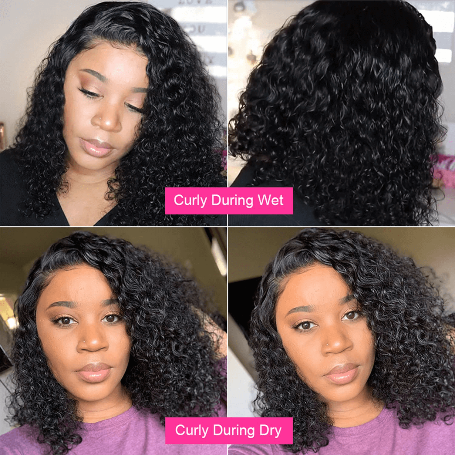 Wesface Wigs Glueless Curly Wigs Human Hair Pre Plucked Curly BOB Wig Human Hair 4x4 Lace Closure Wigs Human Hair Wigs for Black Women