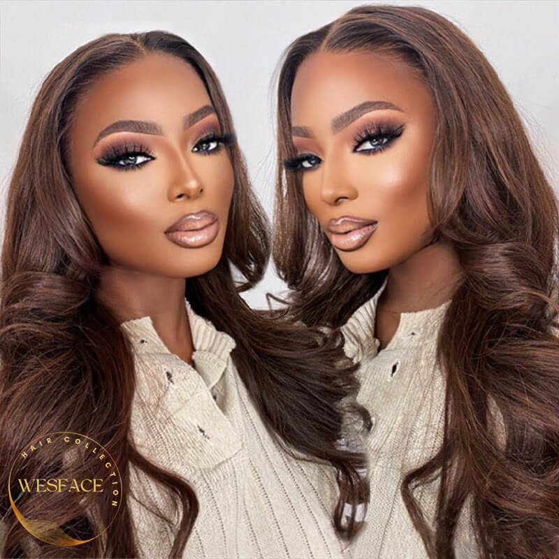Wesface Chocolate Brown Body Wave Human Hair Wig 13x4 Lace Front Wig Pre-plucked For Women