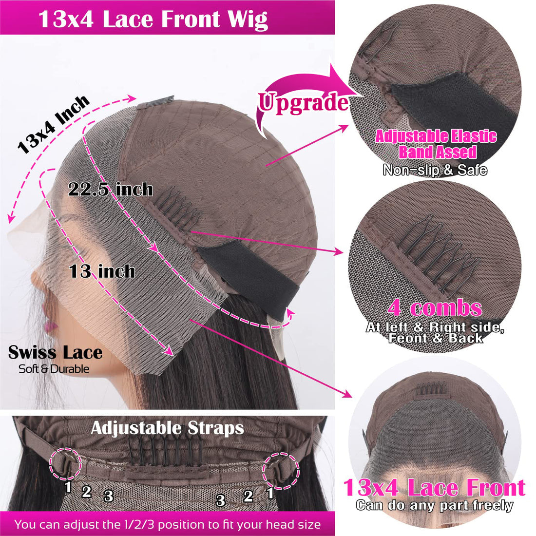 Straight Human Hair Lace Frontal Wig for Women Pre Plucked Brazilian Hair 13X4 Transparent Lace Frontal Wig with Baby Hair