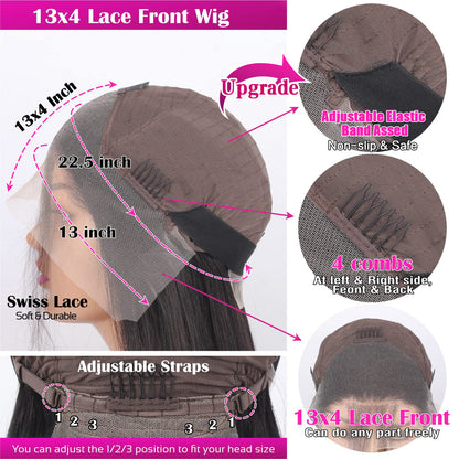 Straight Human Hair Lace Frontal Wig for Women Pre Plucked Brazilian Hair 13X4 Transparent Lace Frontal Wig with Baby Hair