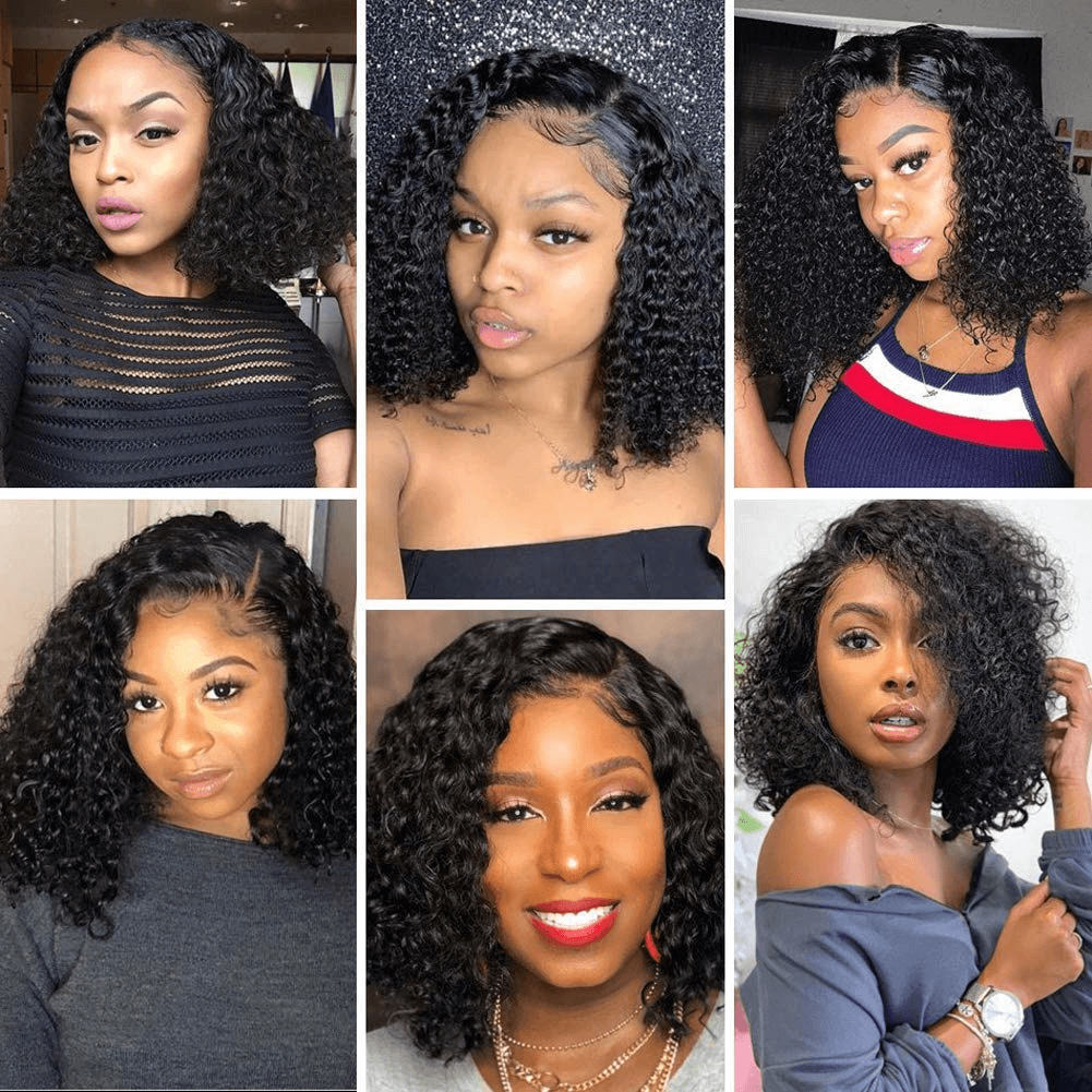 Wesface Curly Full Lace Front Wig Human Hair Bob Wig Human Hair Full Lace Frontal Wig Curly Bob Wigs For Black Women Glueless Deep Curly Bob Wig Human Hair Pre Plucked