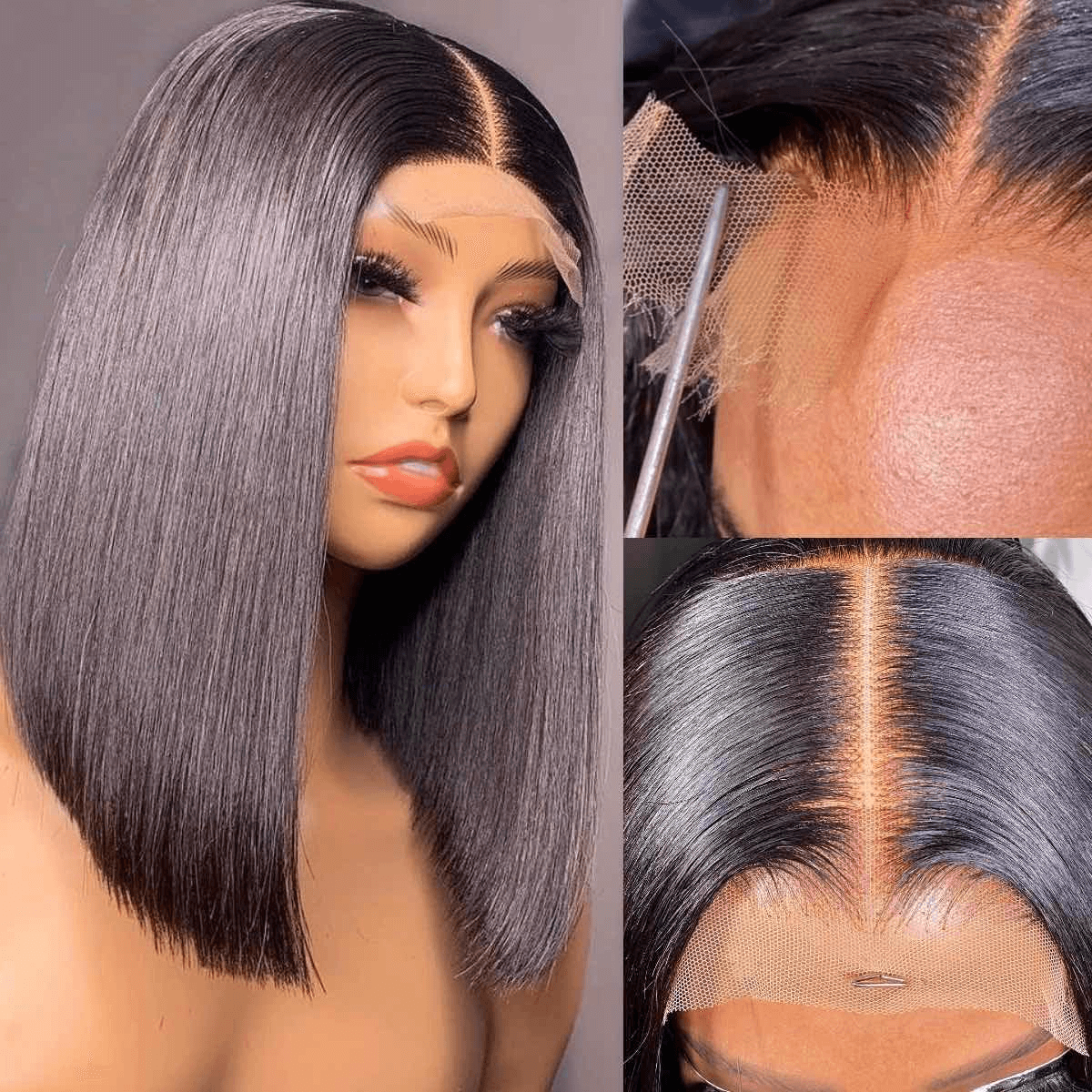 Wesface Wigs 4X4 Lace Closure Bob Wigs Human Hair Straight Short Bob Glueless Wigs Undetectable Transparent Lace Wig Pre Plucked for Women