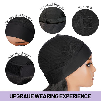 Wigaga Headband Wig for Women, Glueless No-Lace Wear &amp; Go Wig, 18 Inch Premium Soft Lightweight Heat-Resistant Fiber Synthetic Wig, Layered Body Wave Wig , Pre-Plucked Natural Hairline, Beginner Friendly 200% Density