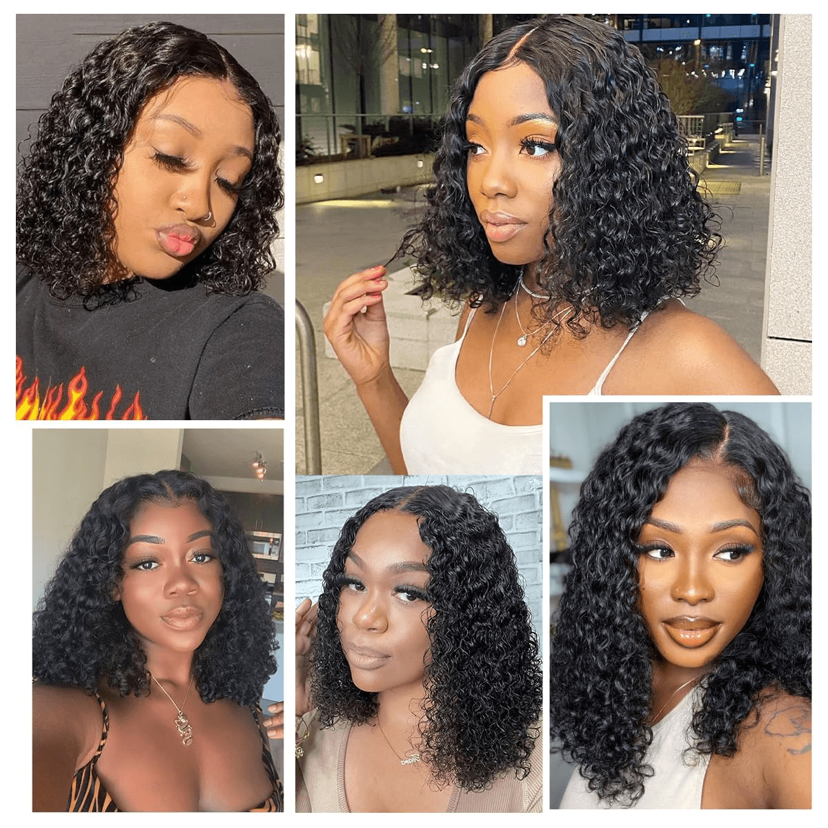 Wesface Wigs Wear and Go Glueless Bob Wigs Human Hair Pre Plucked Pre Cut 4x4 HD Lace Closure Curly Wigs for Black Women Deep Wave Lace Closure Glueless Wigs Human Hair