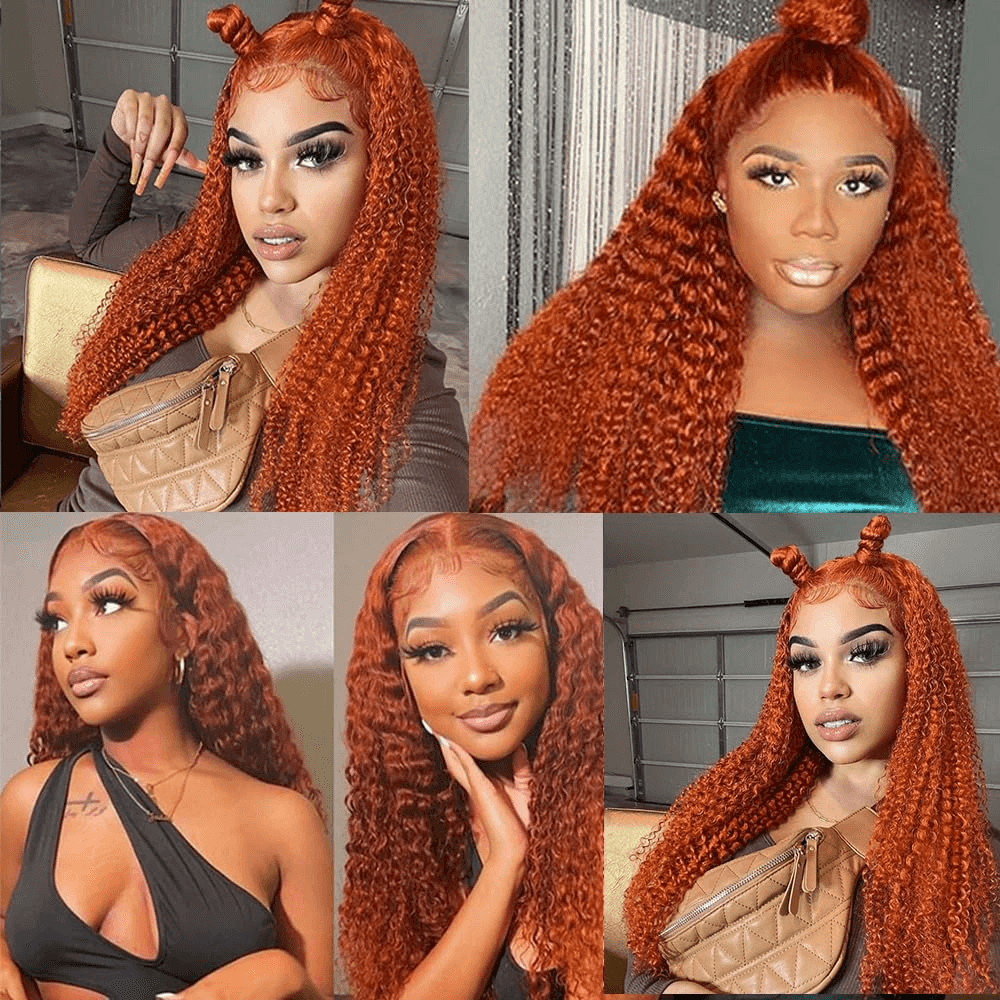 Wesface Wigs Ginger Orange 4X4 Lace Closure Wigs Human Hair Jerry Curly Wigs for Black Women 