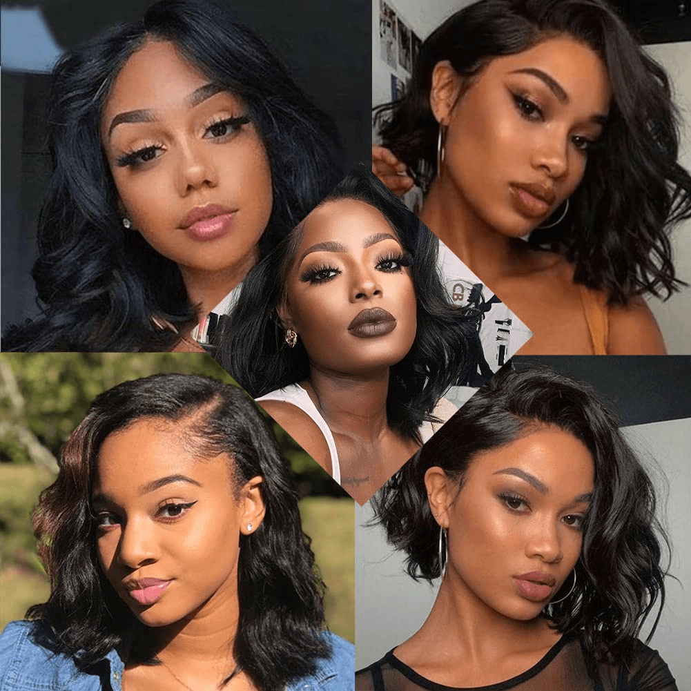 Wesface Wigs Bob Wig Human Hair Wigs For Black Women 4x4 Glueless Lace Front Wigs Human Hair Pre Plucked Short Bob Body Wave Lace Closure Wigs Loose Wave Wigs Brazilian Virgin Remy Hair Wig