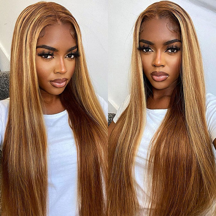 Wesface Highlight Straight Wig 5x7 HD Pré-cortado Pronto para usar Perucas de cabelo humano sem cola para mulheres