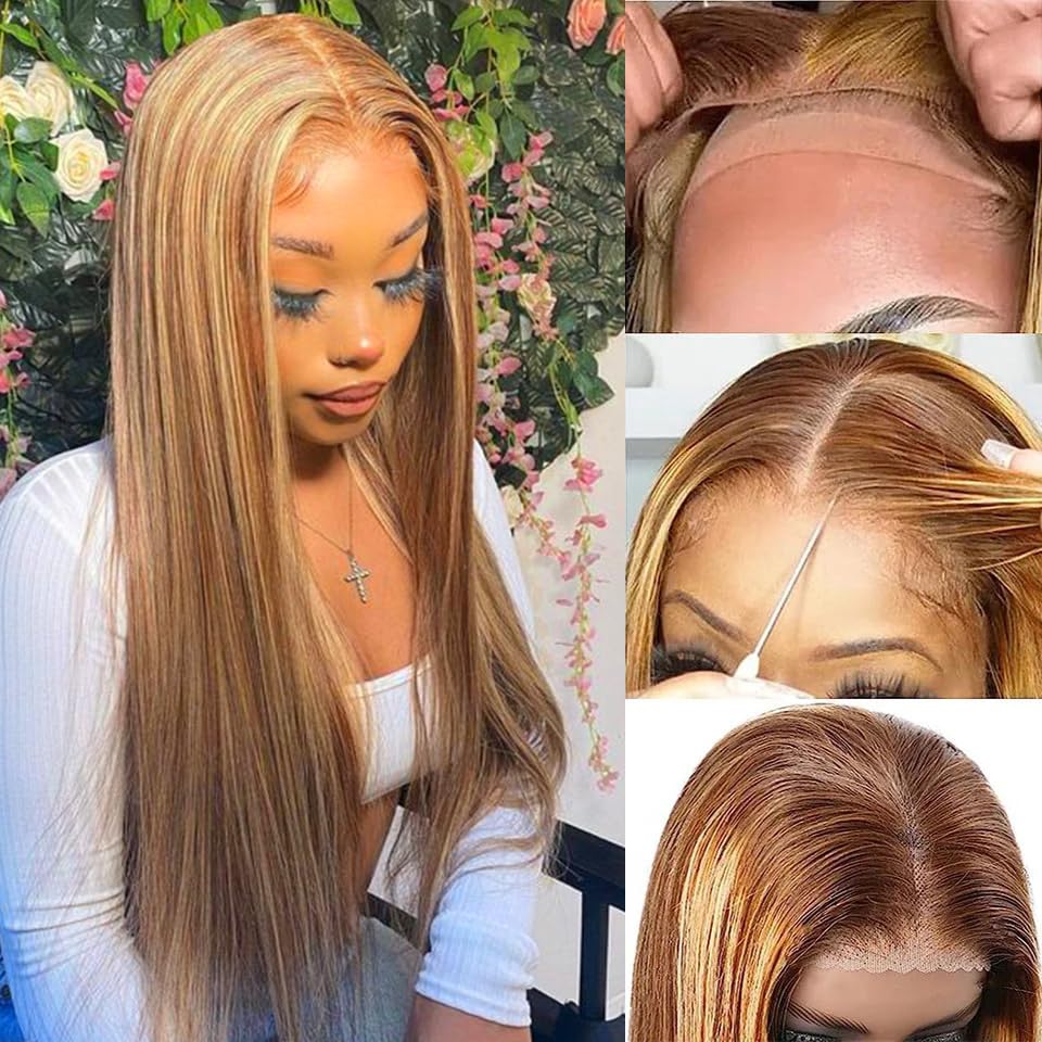 Wesface Highlight Straight Wig 5x7 HD Pré-cortado Pronto para usar Perucas de cabelo humano sem cola para mulheres