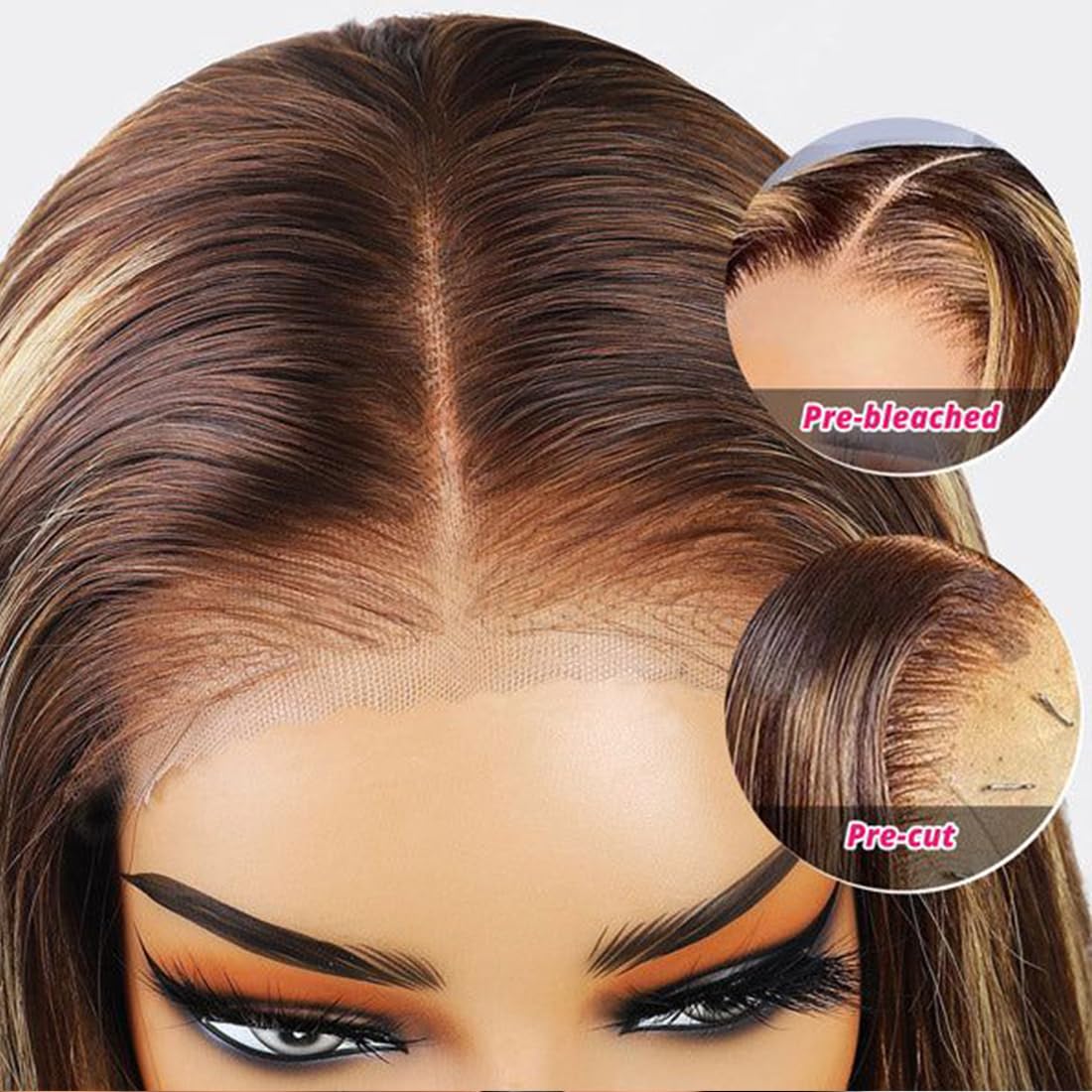 Wesface Highlight Straight Wig 5x7 HD Pré-cortado Pronto para usar Perucas de cabelo humano sem cola para mulheres