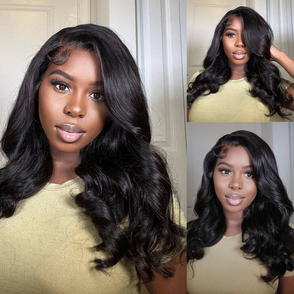 Wesface Loose Body Wave 13x6 HD Lace Front Wig Natural Black Human Hair Wig